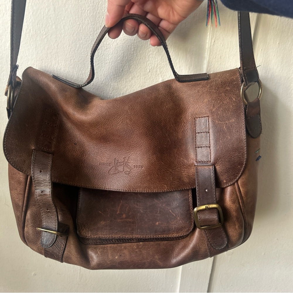 John Fluevog Brown Leather Messenger Bag